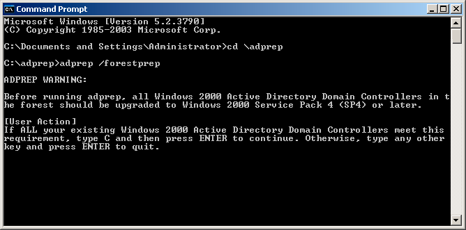 Windows Server 2008 Adprep Chrome