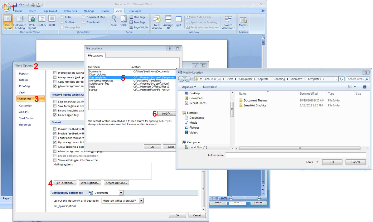 How to reset Word 11/11/11 settings without reinstalling For Word 2010 Template Location